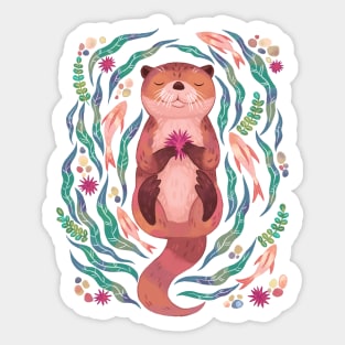 Otter Meditating Sticker
